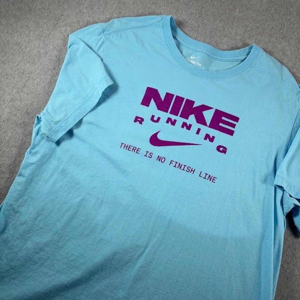 Nike Running T-Shirt Mens XL Blue Solid Graphic Swoosh Athletic Tee